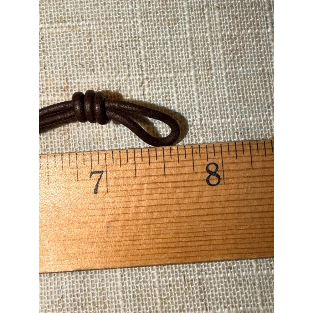 James Avery Bronze Ichthus Fish Brown Leather Knotted Cord Bracelet 8